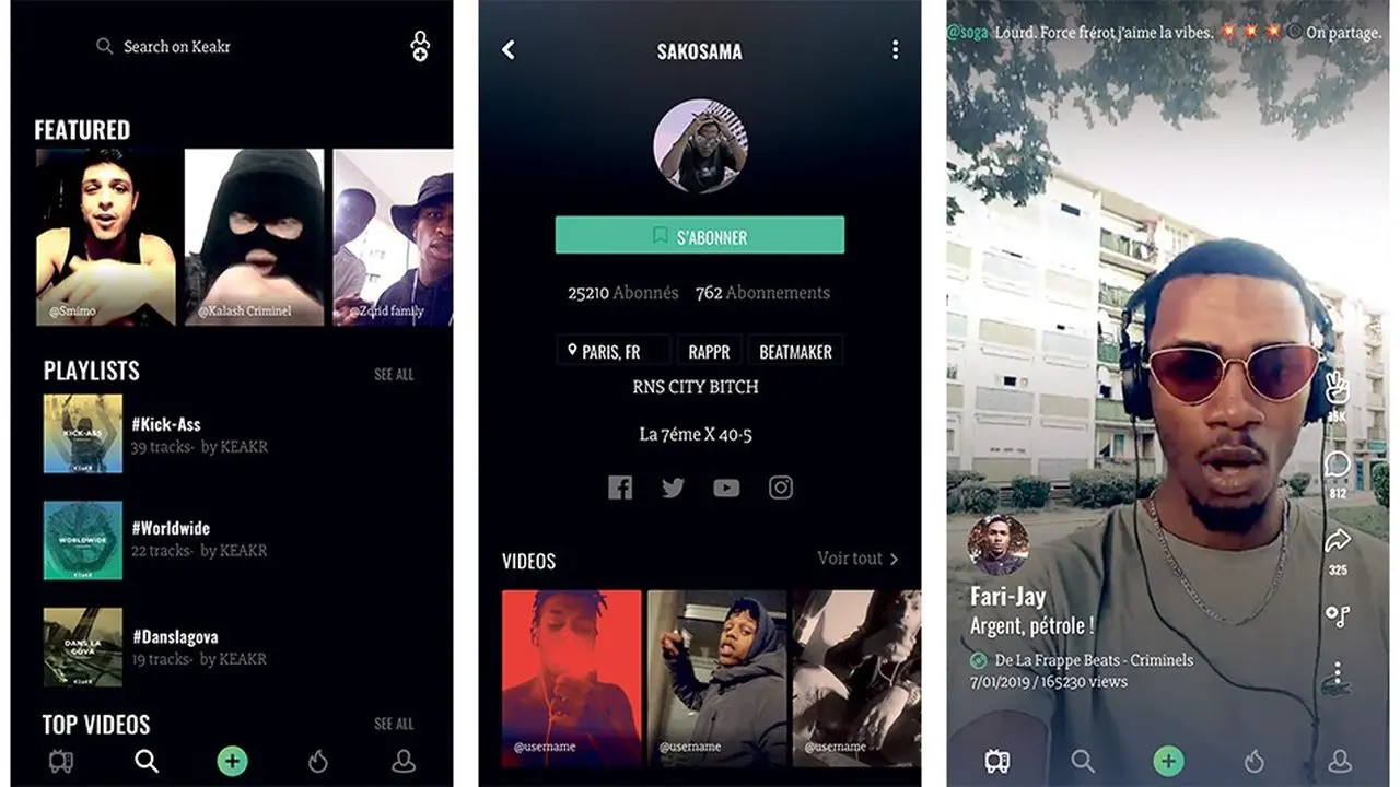 Featured, Profile & Live Video Screens