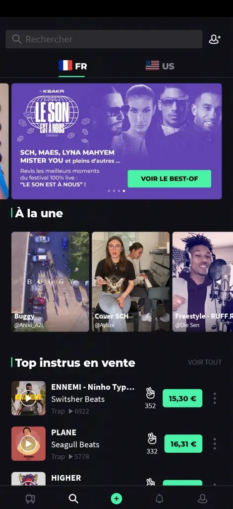 Keakr Search & Discover Screen